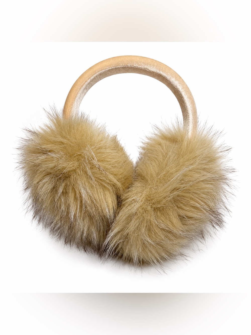 Violet & Brooks Faux Fur Earmuffs Tan Cream Satin Headband Anthropologie